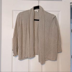 Cropped Beige cardigan with 3/4 Sleeves NWOT L